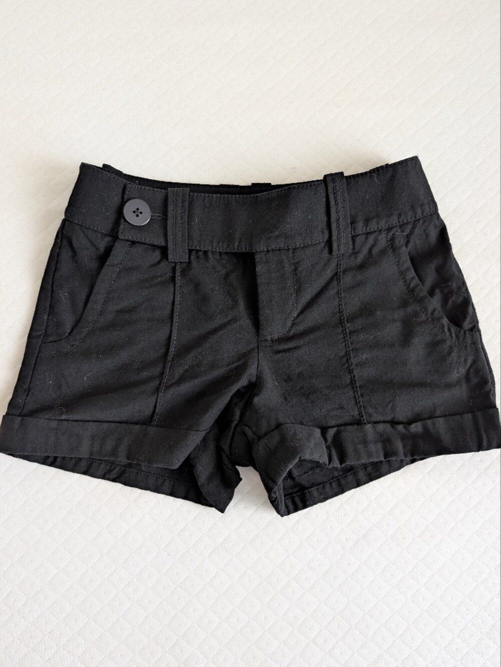 Bebe Y2K low rise micro shorts wool pockets tailored black size 0 2000s, minimal